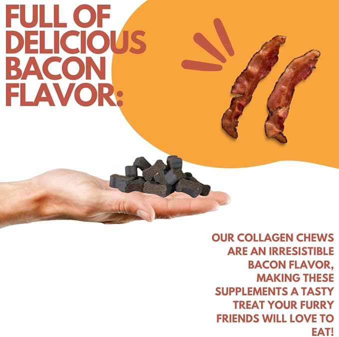 MYOS Canine Muscle & Mobility Chews  Collagen & Glucosamine for Dogs - Bacon Flavor Joint Supplement for Muscle, Bone & Joint Support, 60 Count