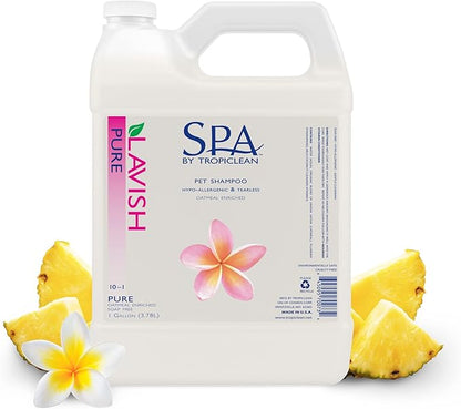 TropiClean SPA Lavish Dog Shampoo | Pure Tearless Hypoallergenic Dog Shampoo | Naturally Derived Salon Grade Ingredients | Made in the USA | 1 Gallon