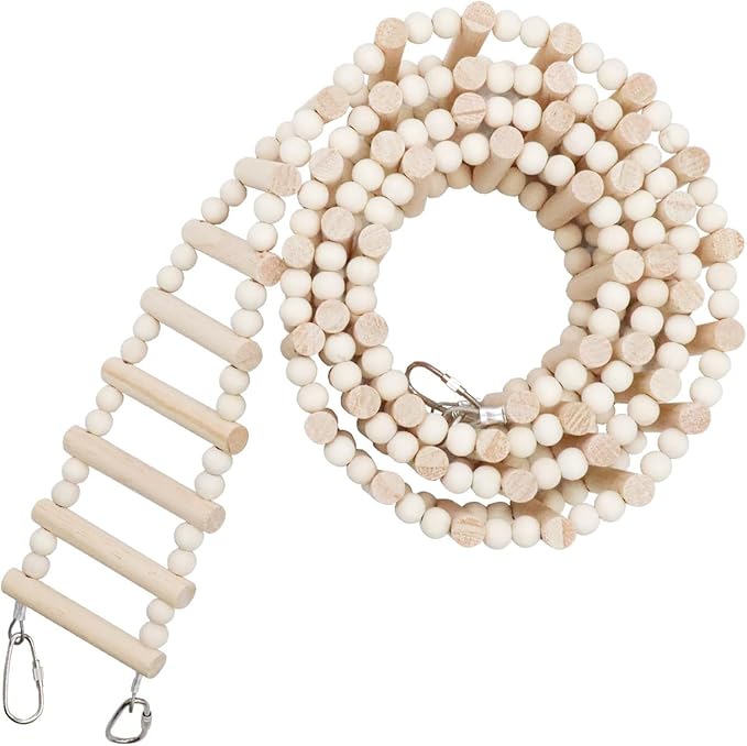 Rat Ladder Bridge Toy, Rat Climbing Toys, Natural Wooden Hamster Ladder Bridge Toy, Cage Accessories for Bird Parrot Cockatiel Sugar Gliders - 36 Steps - 50.78 x 3.14 Inch