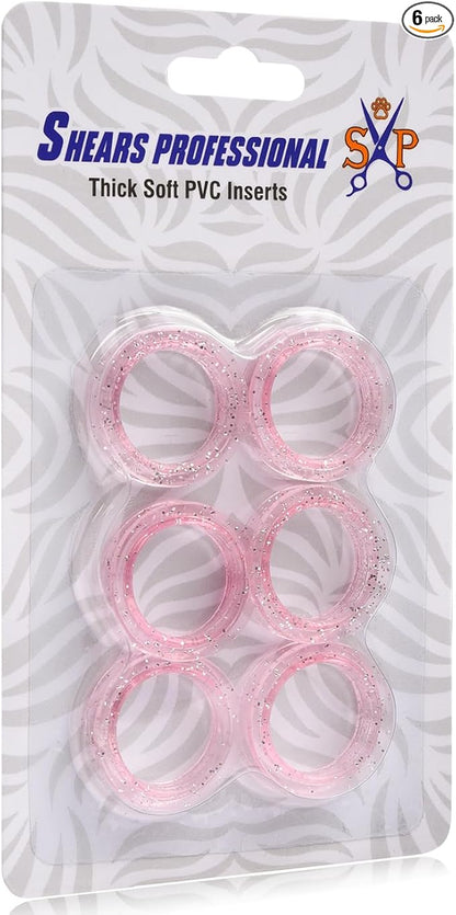 6 Pcs Soft Silicone Finger Rings - Pet Grooming Shear Ring Finger Insert - Accessories for Barber - Dog Hair Cutting Scissor(Pink)