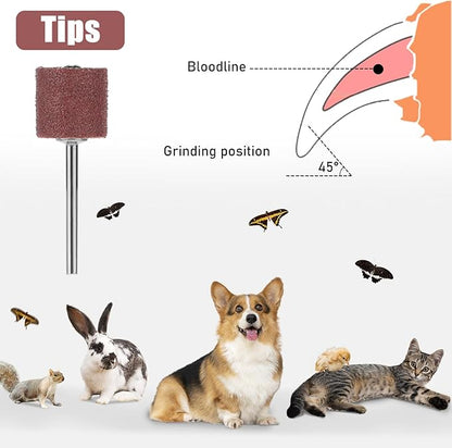 33pcs Dog Nail Grinder Pet Nail Grinder for Dogs Replacement Kit Sanding Drum Set with Grit Sanding Bands Pet Nail Smoother Dog Claw Care Rotary Tool Kit Dog Claw Trimmer Tools (1/2 Inch 120 Grit)