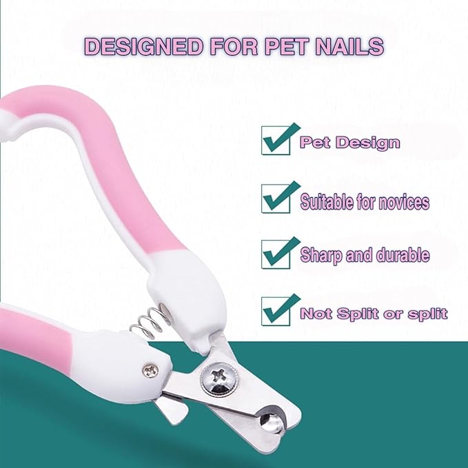 6-Piece Pink Grooming Brush dogs & Cat, Dog hair brush for Grooming small dogs, Puppy Brush for Small Dogs, Includes Bunny Nail Clippers with Case Pink, Easy to Transpor