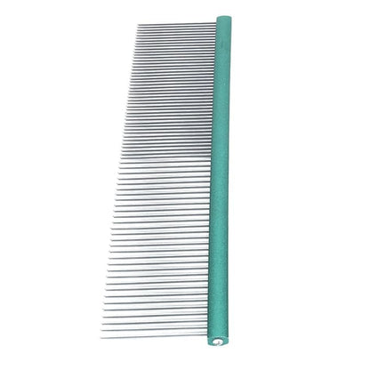 Greyhound Comb For Dogs, Metal Comb For Dogs Metal Dog Comb Cat Comb For Removing and Knots Dog Combs with Rounded Ends Grooming Tool For Long Short Haired Dog (Green