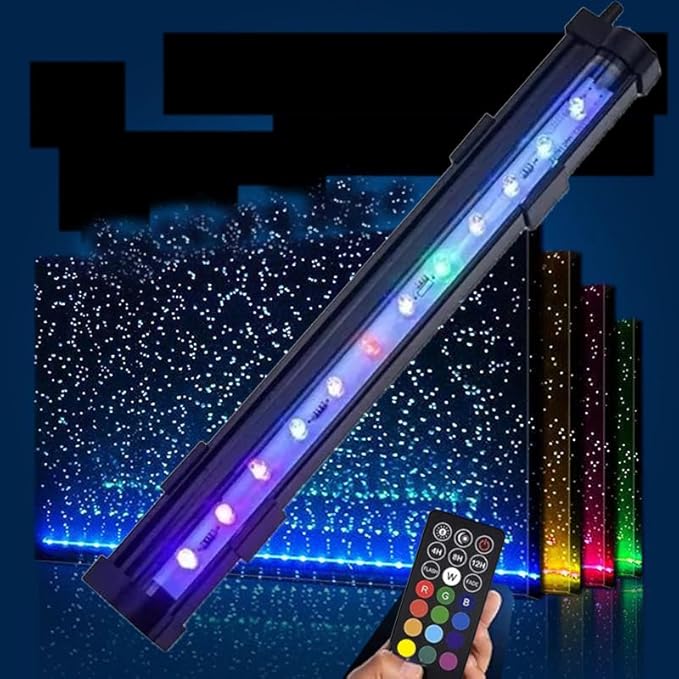 Submersible Aquarium Light,LED Aquarium Air Bubble Light,RGB Color Changing Brightness Adjustable Timing Waterproof Remote Control Fish Tank Light Bar,Aquarium Light Bubbler Wall,38.5inch