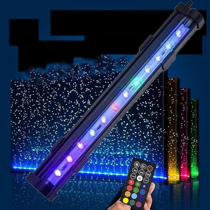 Submersible Aquarium Light,LED Aquarium Air Bubble Light,RGB Color Changing Brightness Adjustable Timing Waterproof Remote Control Fish Tank Light Bar,Aquarium Light Bubbler Wall,30.7inch