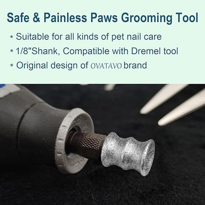Dog Nail Grinder Bits Attachment for Dremel - 1/8" Nail Grinder Bits for Large Medium Small Dogs Cats Nail Trimming - Fit for Dremel and Most Rotary Household Tools (E