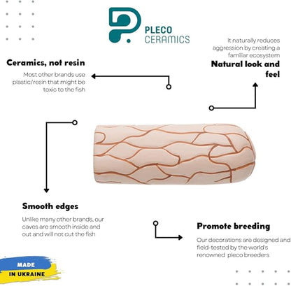 Plecoceramics Pleco Cave Breeding Ceramic Decorations Fish Tank Aquarium Medium Size (1 pcs Camel)