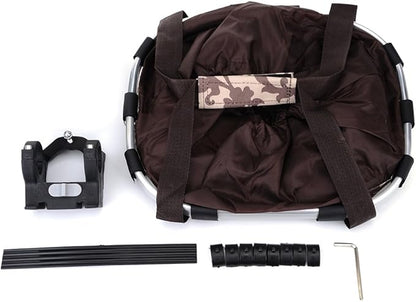 Pet Dog Bike Basket & Carrier Bag- Foldable Detachable Pet Travel Bicycle Basket - Small Animal Dog Cat Rabbit Bike Ride Basket Carrier (Coffee)