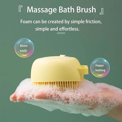 Dog Bath Brush, Dog Grooming Brush - Silicone Cat Shampoo Comb, Shampoo Dispenser for Kitty and Puppy (Blue)