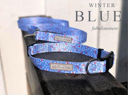 Lucky Love Dog Collar, Cute Winter Dog Collars for Medium Dogs, Blue Snowflake Dog Collar for Male and Female Dogs, Part of Purchase Donated to Dog Rescue - (Winterblue Collar, M)