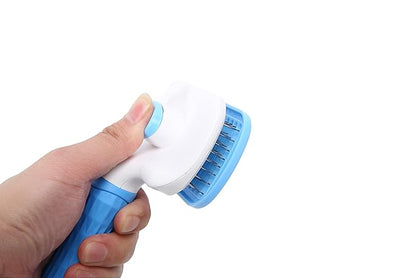 K-KINDEDGE Self Cleaning Slicker Brush,Dog Brush & Cat Brush with Massage Particles,Removes Loose hair & Tangles,Skin Friendly & Promote Circulation (Sky Blue)