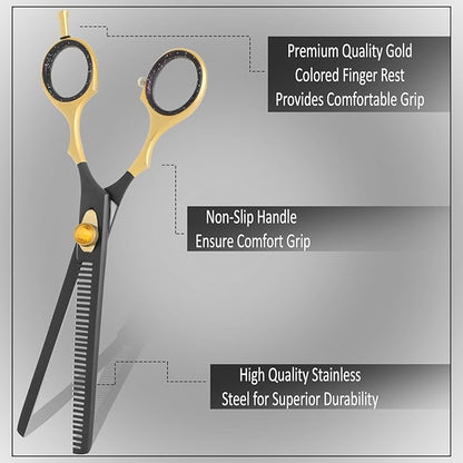 Dog Grooming Scissor,7 Professional Thinning Shear for Dogs with 34 Teeth, Japanese Stainless Steel, Blender Scissors for Dogs, Cats and other Pets with Adjustable Screw