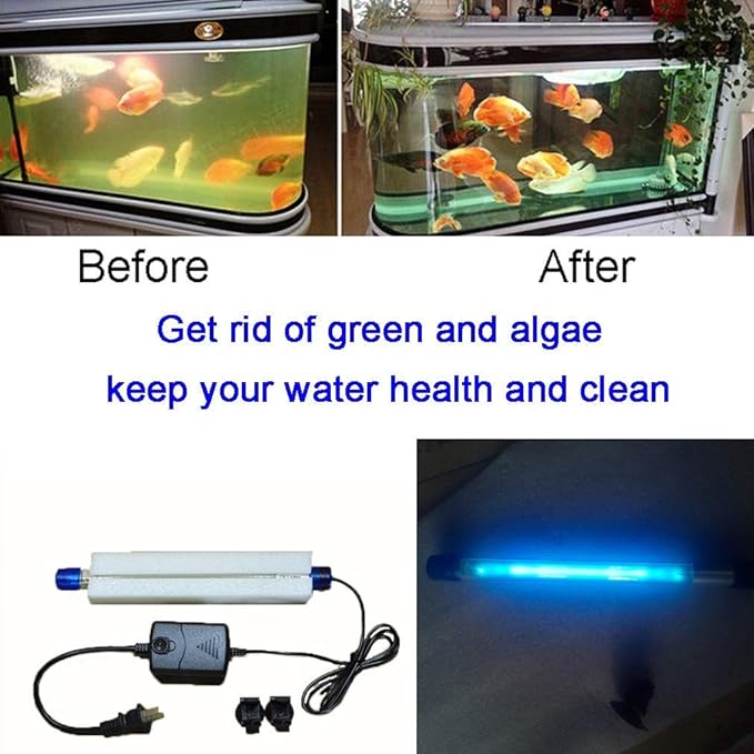 5W Aquarium Algae Clean Light Fish Tank Water Clean Light Green Water Clear Lamp Waterproof Fish Tank Algae Clean Lamp for Pond Tank Filter Sump Swim Pool (5w 6.9inch)