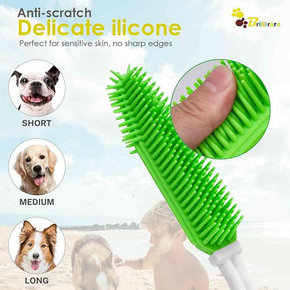 2 Pack Dog Grooming Bath Brush, Premium Soft Silicone Pet Brushes with Handle, Shampoo Soothing Comb for Wet Dry Long Short Haired Dogs & Cats Massaging, Deshedding Shower Scrubbing
