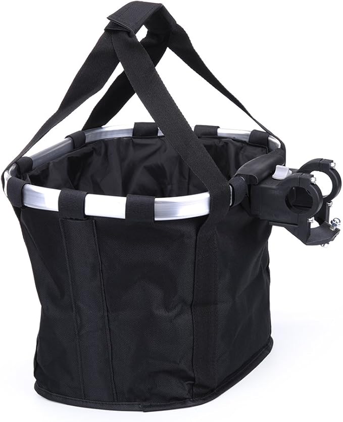 Pet Dog Bike Basket & Carrier Bag- Foldable Detachable Pet Travel Bicycle Basket - Small Animal Dog Cat Rabbit Bike Ride Basket Carrier (Black)
