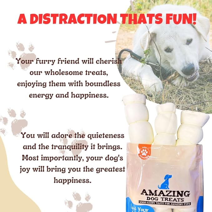 Amazing Dog Treats - Beef Cheek Rolls (Mega Thick 4" - 6 Pcs) - Safe Rawhide Alternative Dog Chew - Great for Power Chewers - Long Lasting Dog Chew - Retriever Rolls for Dogs