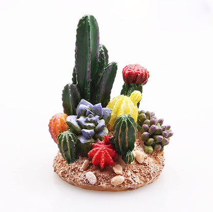 Succulents Cactus Plant Fish Tank Decorations Desert Oasis Decor Sculpture Collection Reptile Turtle Lizard Spider Tanks Terrarium Figurine Statue Décor Ornament Pet