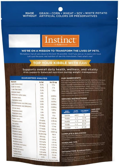 Instinct Raw Boost Mixers Freeze Dried Dog Food Toppers for Dry Food, Grain Free Dog Food Toppers with Beef for Dogs - Multivitamin for Adults 7+, 12.5 oz
