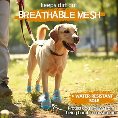 Dog Shoes for Small Dogs, Dog Boots & Paw Protectors for Hardwood Floors, Outdoor Dog Booties for Hot Pavement Winter Snow Hiking, Breathable Dog Shoes with Reflective Strips Size 2