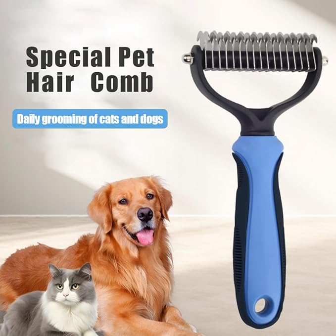 Dycaku Pet Grooming Dog and Cat Hair Removal Brush Tool Hair Removal comb mat Hair removal Safe hair remover double-sided metal comb for cats and dogs with long or short pet hair