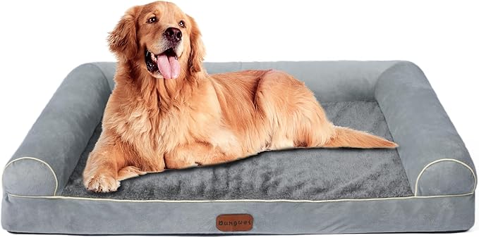 Dog Beds Large Sized Dog, Orthopedic Dog Bed, Waterproof Dog Bed, Washable Dog Bed, 47" x 31" x 8" Light Gray
