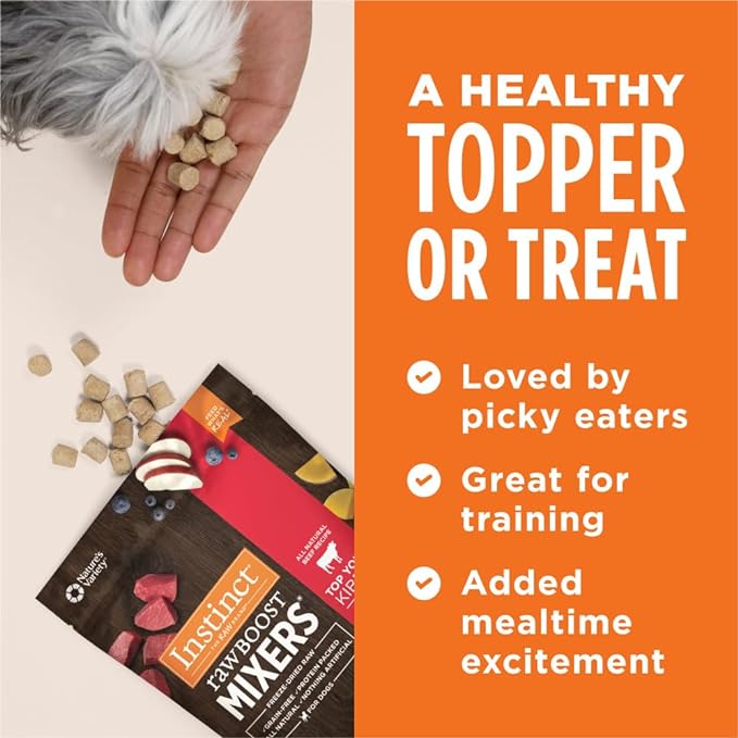 Instinct Raw Boost Mixers Freeze Dried Dog Food Toppers For Dry Food, Grain Free Dog Food Toppers with Beef For Dogs, 6 oz
