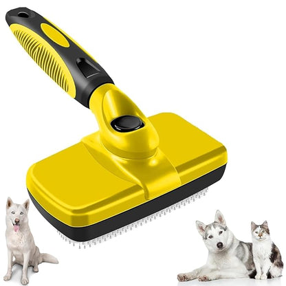 AINA Self-Cleaning Pet Grooming Brush | Pet Slicker Brush for Dogs & Cats Detangling & Fur Removal with Click Clean Button | Effective & Comfortable Pet Deshedding Brush, Perfect for Pet Grooming