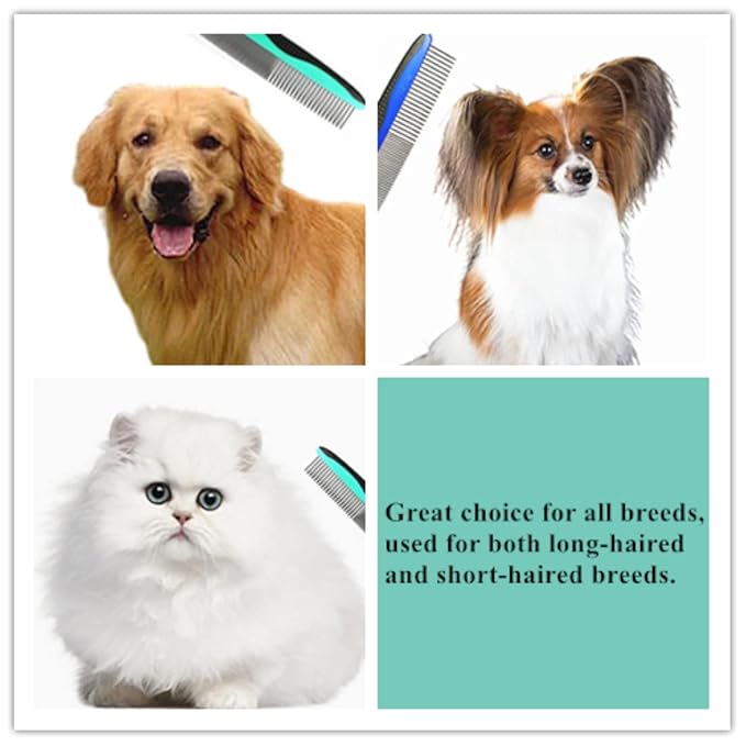 Dog Combs for Grooming,FULLINY 2 Pack Professional Dog Combs,Cat Combs,Pet Combs,Keep Your Pet Clean and Healthy