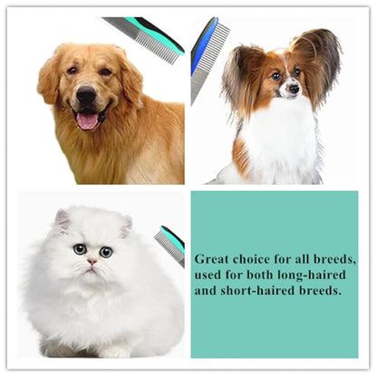 Dog Combs for Grooming,FULLINY 2 Pack Professional Dog Combs,Cat Combs,Pet Combs,Keep Your Pet Clean and Healthy