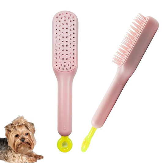 Scalable Grooming Brush for Small Dogs, Soft Puppy self-cleaning Brush, Soft Dog Brush for Shih Tzus, Yorkies, Maltipoos, Maltese (Pink)