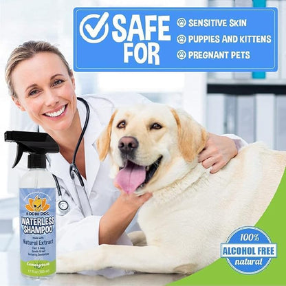 Bodhi Dog Waterless Shampoo for Dogs & Cats - Natural Dry Shampoo, Neutralizes Odor, No Rinse Needed, Safe for All Breeds - Made in USA - Lemongrass Scent (17 Fl Oz)