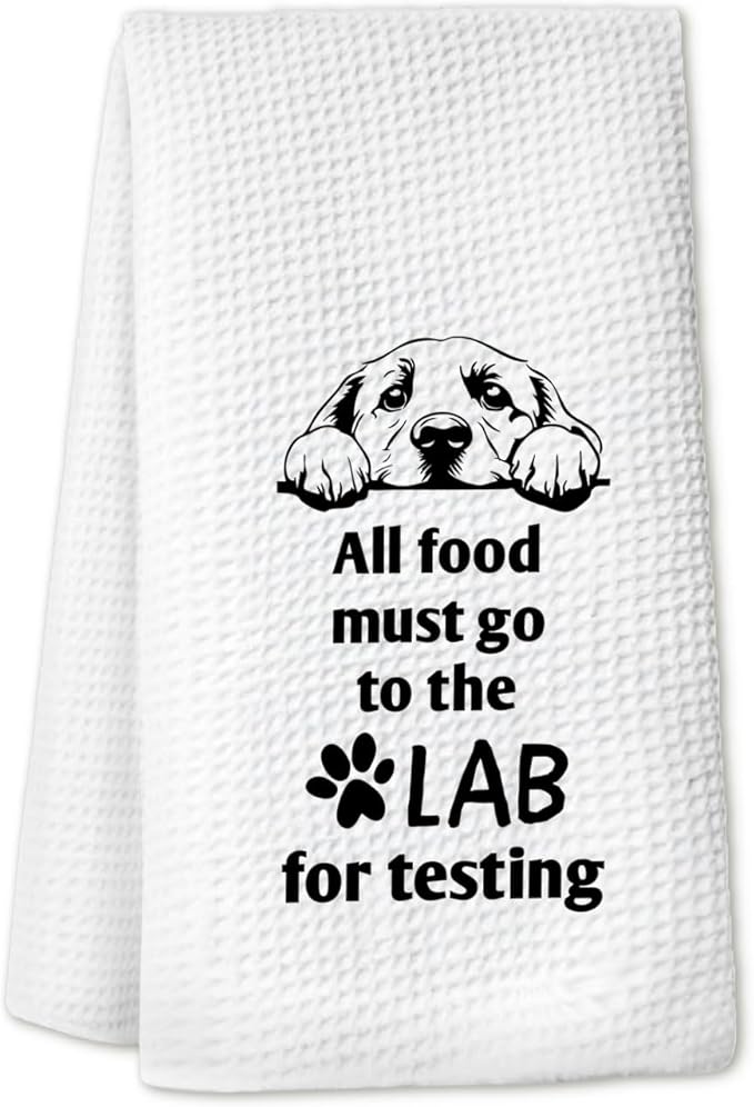 All Food Must Go to The Lab for Testing Kitchen Towels 24x16, Funny Labrador Retriever Gifts, Dish Hand Towel for Farmhouse Kitchen Decor