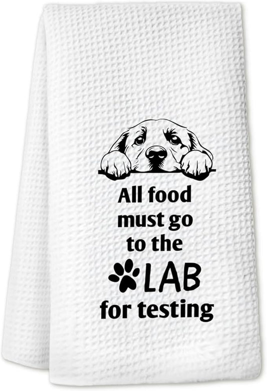 All Food Must Go to The Lab for Testing Kitchen Towels 24x16, Funny Labrador Retriever Gifts, Dish Hand Towel for Farmhouse Kitchen Decor