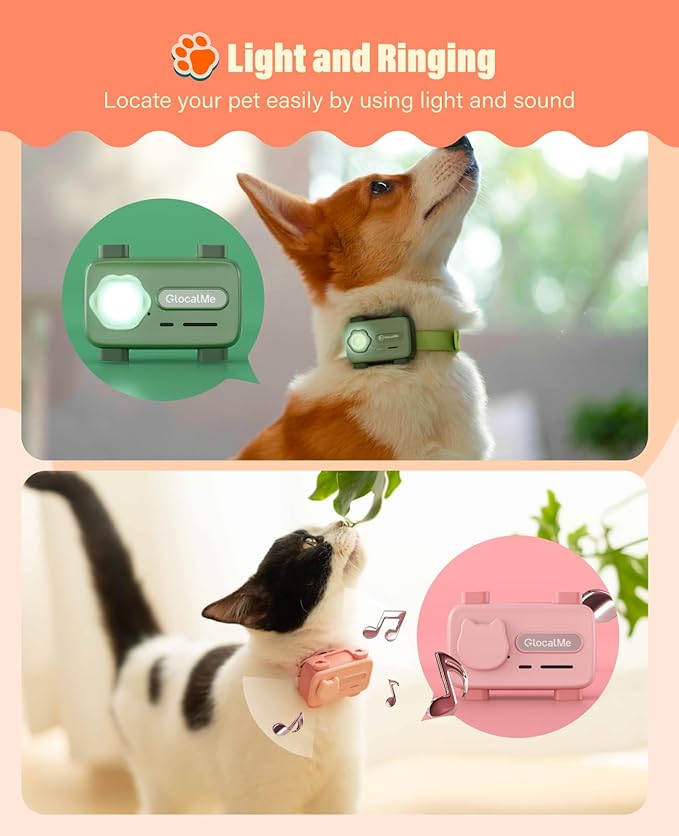 GlocalMe PetPhone GPS Tracker for Dog and Cat, AI Health Alerts and Two-Way Call, Real Time Tracking and Virtual Fence, Pet Tracker with 6 Advanced Location Technologies, Unlimited Range