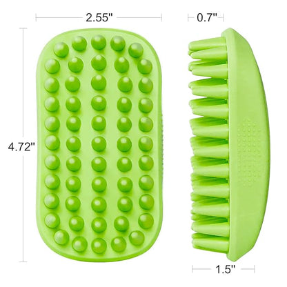 Dog Bath Brush, Silicone Shampoo Brush, Rubber Dog Brush for Long & Short Haired Dogs Cats, Scrubber Washing Grooming Pet Brush, Soft Massage Shedding Brush Bathing Shower Small Large Pets (Green)