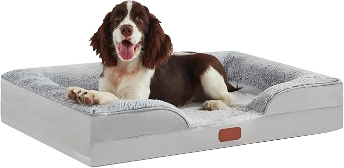 Orthopedic Dog Bed for Medium Size Dog - Waterproof Memory Foam Medium Dog Beds, Supportive Dog Couch Bed with Removable Cover & Non-Slip Bottom (M, Grey)