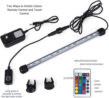 MQ 20 in Submersible LED Aquarium Light, 3.5W Color Changing Fish Tank Light with Remote Control, IP68 Crystal Glass 24 LEDs Lights Bar, for Fish Tank 25-30 inch