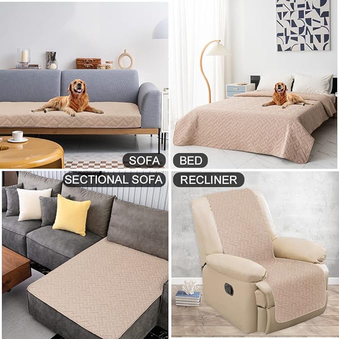 fuguitex Waterproof Dog Bed Cover Couch Cover for Pet Anti-Slip Cat Mat Pet Pad Blanket for Sofa Chair Recliner Bed Furniture Protrctor
