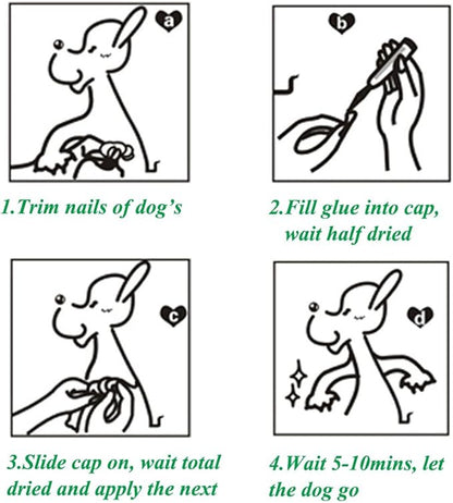 100pcs Dog Nail Caps Dog Caps Dog Nail Covers for Pet Dog Paws with 5pcs Adhesive Glue+5pcs Applications and Instructions