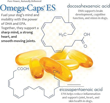 Omega-Caps ES for Large & Giant Dogs - Omega 3, Vitamins, Minerals, Antioxidants - Support Immune System, Joints, Heart, and Brain - 250 Softgel Capsules