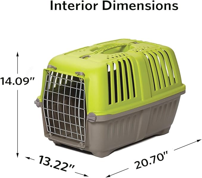 MidWest Homes for Pets Pet Carrier: Hard-Sided Dog Carrier, Cat Carrier, Small Animal Carrier in Green| Inside Dims 20.70L x 13.22W x 14.09H & Suitable for Tiny Dog Breeds