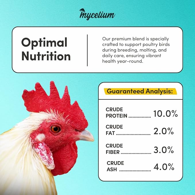 Mycelium Premium Poultry Scratch | Bird Food for Chickens, Quails & Game Birds | Organic, Non-GMO Seed Treat with Corn, Wheat & Milo | Supports Natural Foraging & Digestion | Made in USA, 5 lb Bag