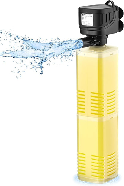 320 GPH Aquarium Filter lnternal Submersible Pump for 40 to 100 Gal Tanks ，Wave maker 4 in 1 ，Biochemical Filtration Powerful Pump/Pond Clear