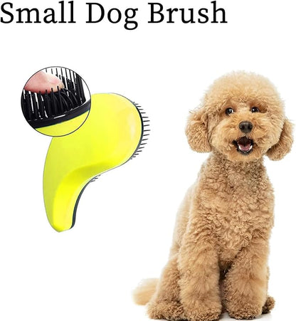 Small Dog Brush - Grooming Tool for Teddy, Yorkies, Maltese, Shih Tzu, Chihuahua - Puppy Hair Brush (Yellow)