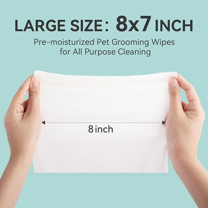 ALL FOR PAWS Natural Dog Grooming Wipes, 7 x 8 inches, 50 Count*2, Olive Oil & Coconut Extract, Larch Scent