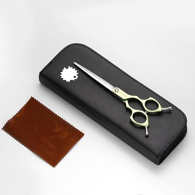 6.5" Dog Grooming Scissors Ultra-Light Aluminum Handle Scissors for Dogs and Cats Straight Blade Cutting Shears Professional Pet Quick Trimming Sharp (Purple-Straight)