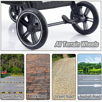 Tango Pet Stroller, 3 in 1 Dog Stroller for Small Medium Dogs Cats Stroller with Removable Carrier Folding Dog Carriage for Travel…