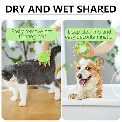 Double Sided Green Pet Bath Comb Brush Soothing Massage Rubber Comb for Long Short Haired Dogs and Cats
