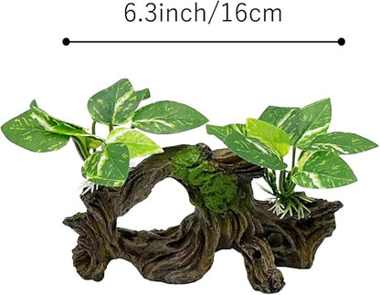 Smoothedo-Pets Fish Tank Decorations Aquarium Decor Ornaments Betta Silk Leaf pad Hammock Artifical Driftwood Cave Goldfish Bowl Accessories (Type-H)