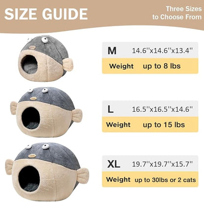 Cat Beds for Indoor Cats - 19.7'' Cute Animal-Shaped Larger Cat Cave Bed,Super Soft Calming cat Tent for Kitten&Puppy,Small Dog,Warm Plush&Machine Washable,Grey Multiple Sizes